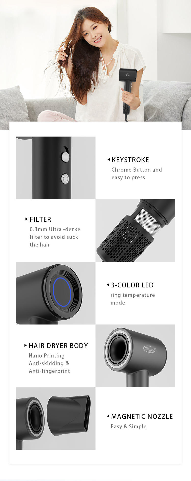 Creade™ AeroSilk Pro High-Speed Hair Dryer